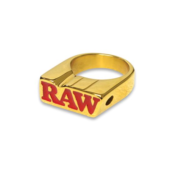 Raw Smokers Ring Gold, Ring mit Joint Halter, Size 7