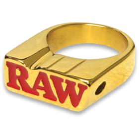 Raw Smokers Ring Gold, Ring mit Joint Halter, Size 7