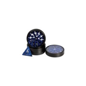 Thorinder Alu Grinder 50mm, 4Part mit Pollensieb, magnetisch, blau
