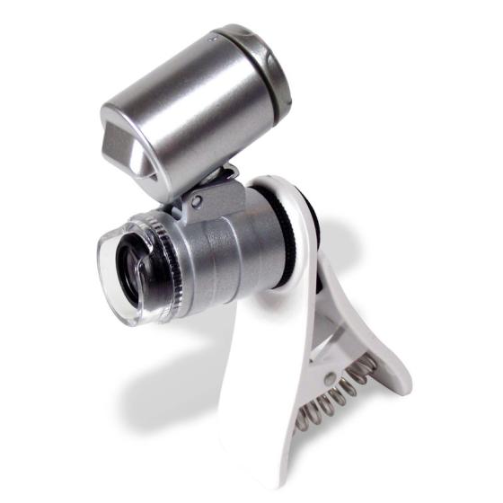 Clip LED Mini-Mikroskop 60x Zoom, L:40mm B:40mm T:20mm