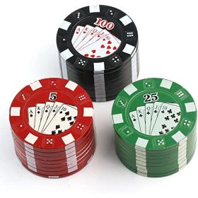 Grinder Poker Chip, 3-Part mit Sieb, Pyramiden Zacken,...