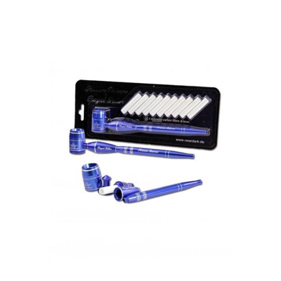 Screen Queen &amp; Royal Filter, sieblose Pfeife mit Aktivkohlefilter, L: 15cm blau