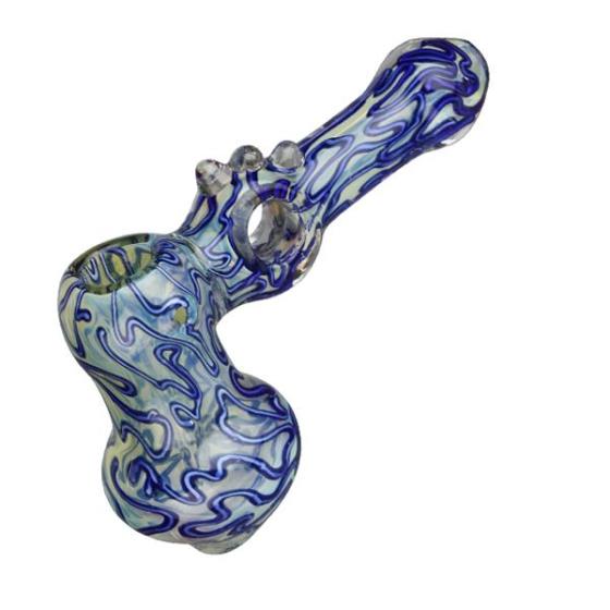 Glasbubbler/Hammerpipe Glas-Art, blau. L:17cm